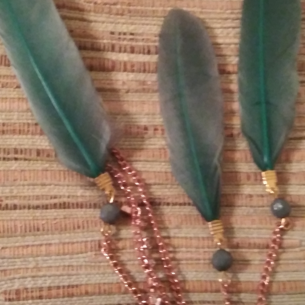 Feather Rhinestone Chain Long Earrings - Picture 2 of 10